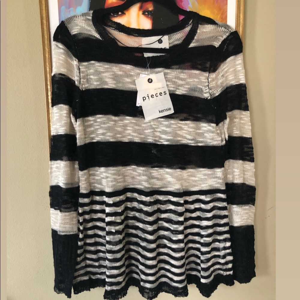 Brand new white and black striped sweater